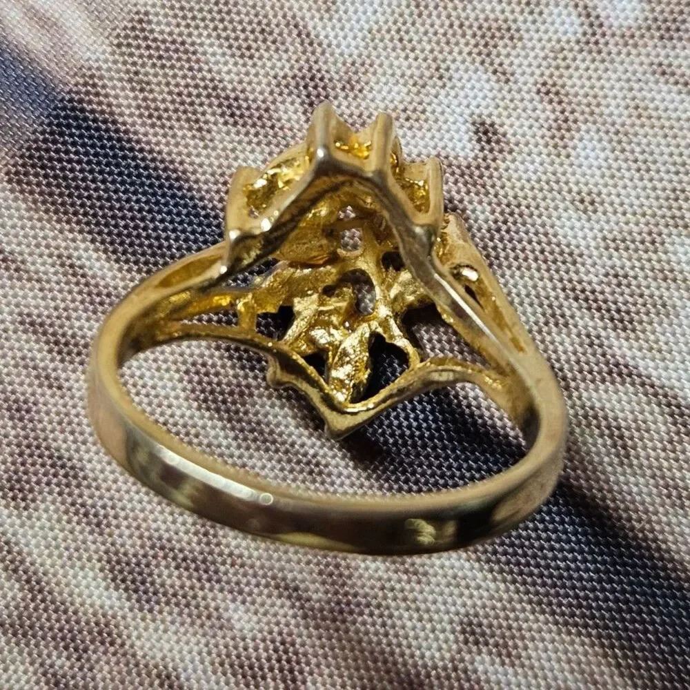 Vintage Mid-Century Uncas Manufacturing Cocktail Ring SZ 8.5